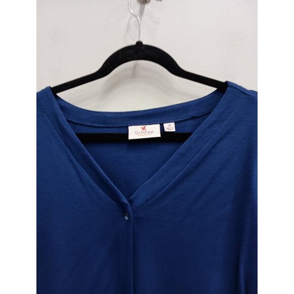 Quacker Factory Womens Christmas Cardigan Sz 1X Blue Embroidered Wearable Art - Picture 2 of 9